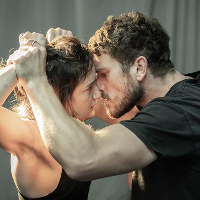 Aoife Duffin and David Walmsleyin rehearsals for Blood Wedding. Young Vic 2019. Photo by Marc Brenner.