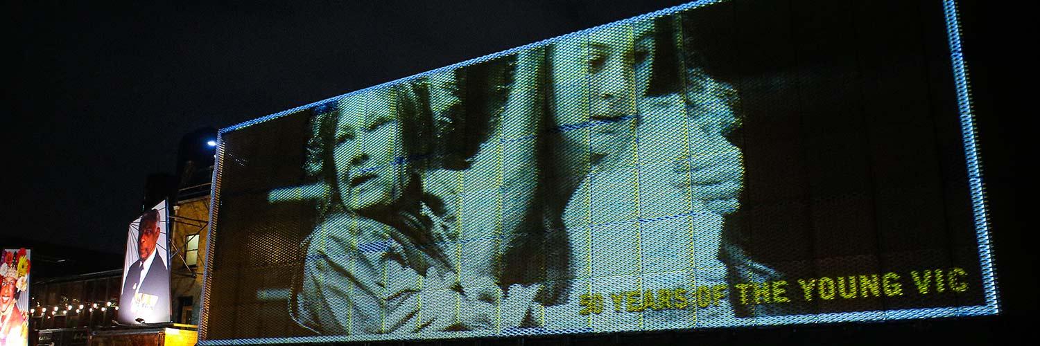 A photo of Judi Dench and Niamh Cusack in Sam Mendes’ 1991 revival of The Plough and the Stars in projected on the Young Vic