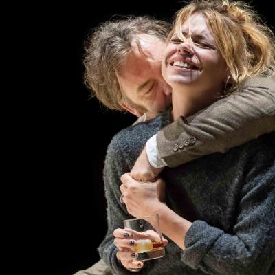 Brendan Cowell (John) and Billie Piper (Her) have a disturbing hug in Yerma at the Young Vic. Photo by Johan Persson