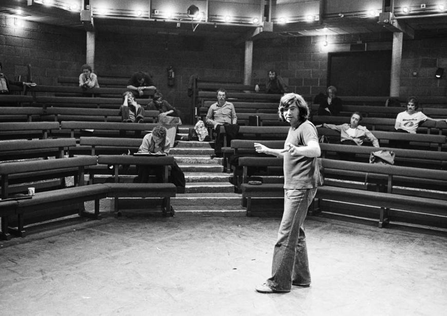 Director Michael Bogdanov rehearsing the Action Man Trilogy (Hamlet, Richard III and The Tempest) at the Young Vic in 1978