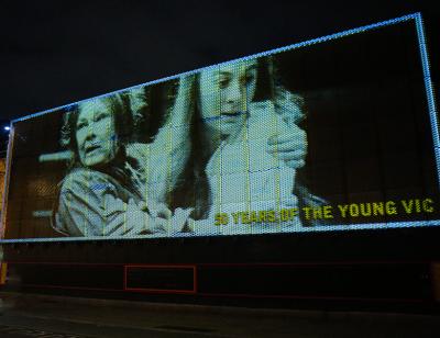 50th Birthday Projection outside the Young Vic building